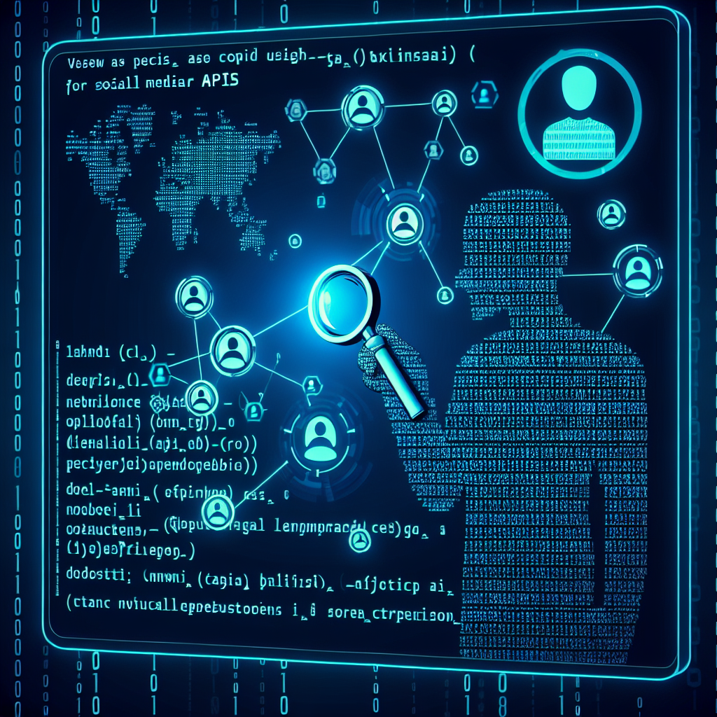 "Illustration of a hacker with a laptop analyzing social media API security vulnerabilities, symbolizing the intersection of cybersecurity and social media platform protection."